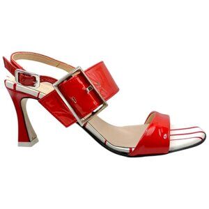BEAUTIISOLES Made In Italy Leather Marilyn Heeled Sandals With Buckle 6M